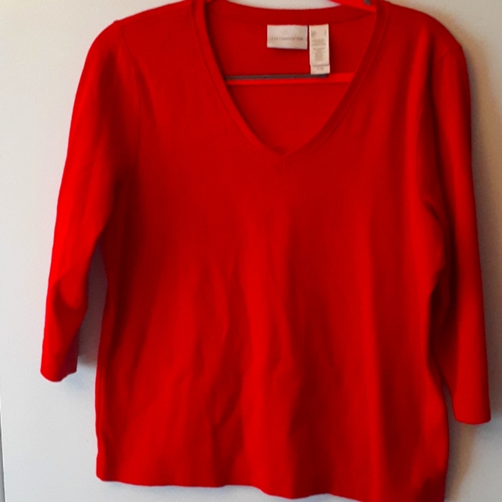 Red t shirt 3/4 length sleeves